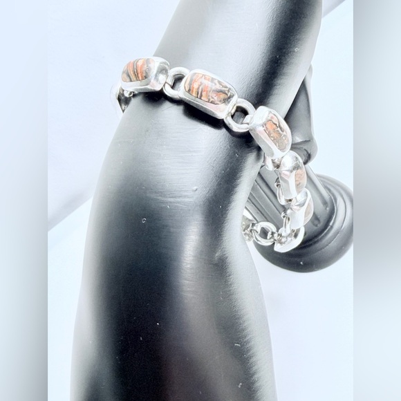 Silpada Rare HTF Sterling Silver & Leopard Jasper Toggle Clasp Bracelet - Picture 2 of 15